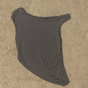 Gray One-Shoulder Top